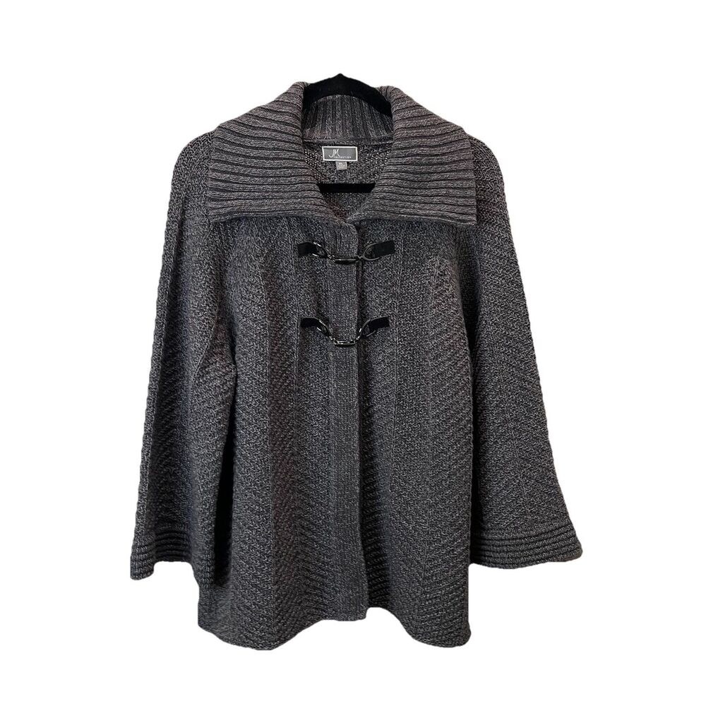 JM Collection Cardigan Womens Size XL Cable Knit Collar Toggle Buckle Front